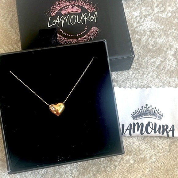 Brand New Gold Tone 3D Heart Bubble Necklace Balloon Embedded Gems Star - Picture 4 of 12